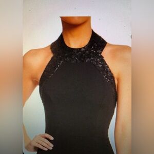 NORDSTROM Black sequin halter dress
